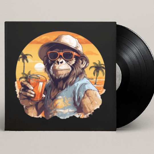 Cool Monkey With Drink Funny Animals Chimpanzee Custom Vinyl Record Sleeves
