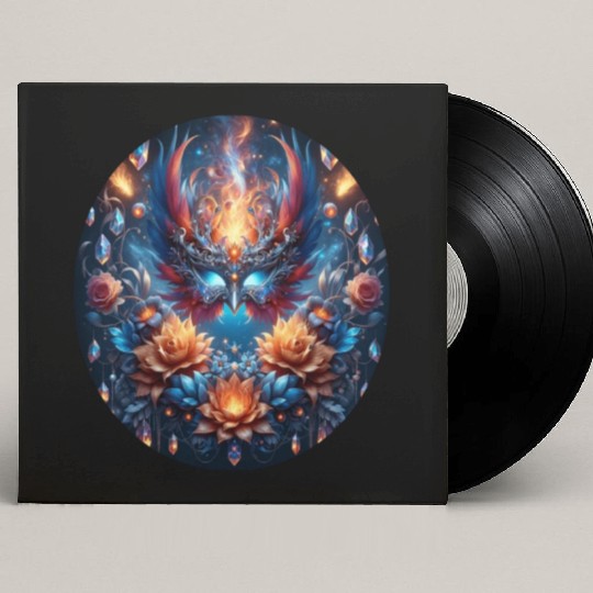 Phoenix Rebirth in Cosmic Bloom Custom Vinyl Record Sleeves