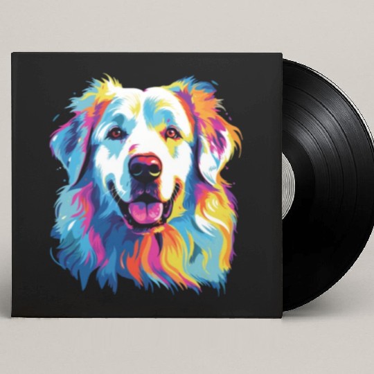 Watercolor Colorful Great Pyrenees Custom Vinyl Record Sleeves