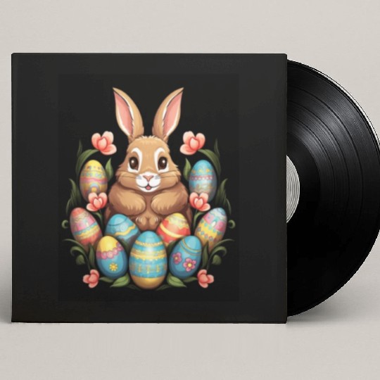 Easter Bunny Rabbit Colorful Eggs Easter Egg Hunt Custom Vinyl Record Sleeves