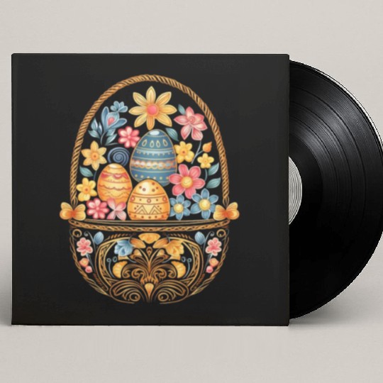 Easter Day Easter Egg Basket Mandala Art Egg Hunt Custom Vinyl Record Sleeves