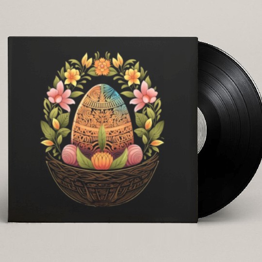 Easter Day Easter Egg Basket Mandala Art Egg Hunt Custom Vinyl Record Sleeves