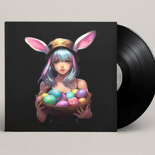 Easter Day Anime Girl Bunny Ear Easter Egg Hunt Custom Vinyl Record Sleeves