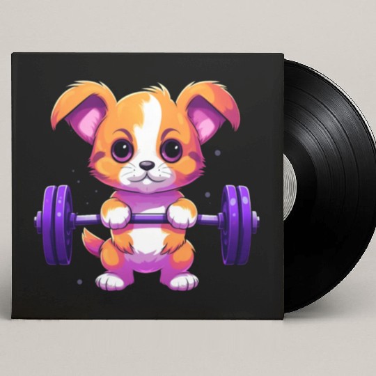 Cute Puppy Lifting Gym & Fitness Custom Vinyl Record Sleeves