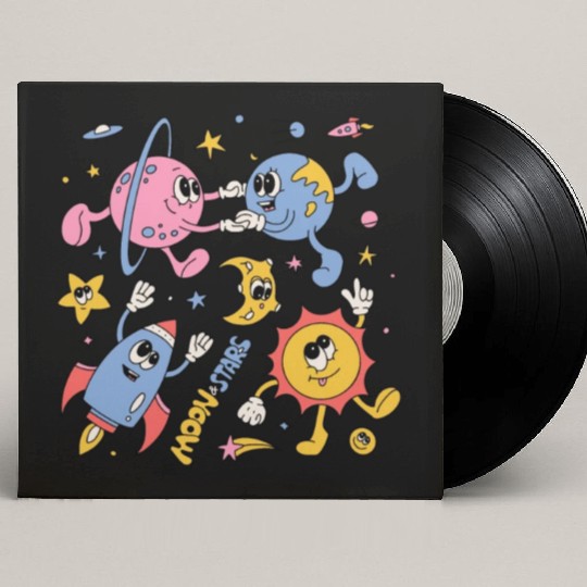 Solar System Planets Moon Sun Saturn Cute Groovy Custom Vinyl Record Sleeves