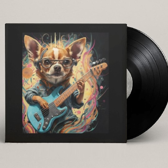 Chihuahua Playing Guitar Custom Vinyl Record Sleeves