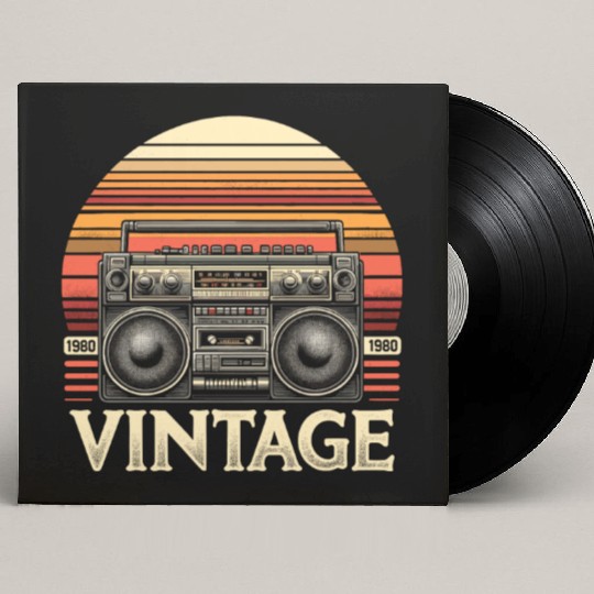 Vintage Boombox Old School 80s Music Retro Custom Vinyl Record Sleeves