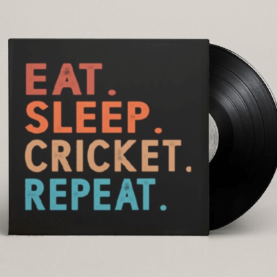 Eat Sleep Cricket Repeat Funny Custom Vinyl Record Sleeves