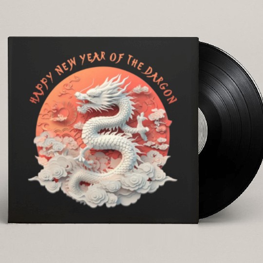 Fantasy Dragon: Happy New Year of the Dragon! Custom Vinyl Record Sleeves