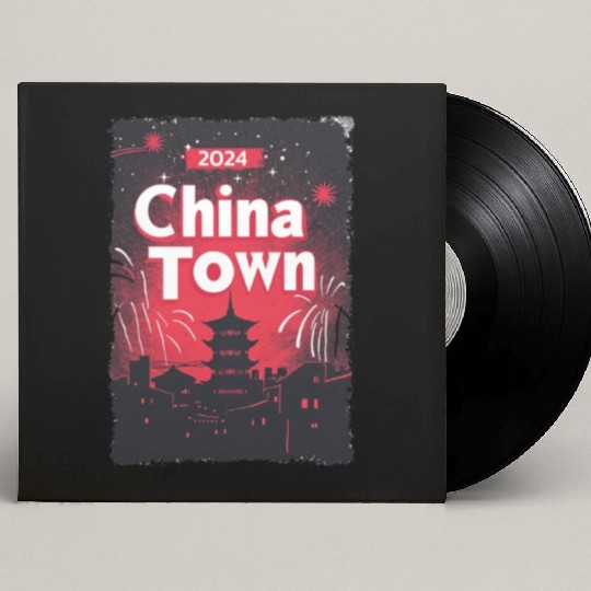 ChinaTown Ignites: Synthwave Red & Black Shiluette Custom Vinyl Record Sleeves