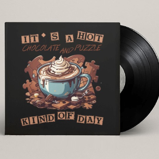 cute it hot chocolate and puzzle kind of day retro Custom Vinyl Record Sleeves