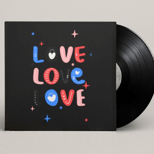 White Red Pink Light Blue Black Bold Valentine Custom Vinyl Record Sleeves