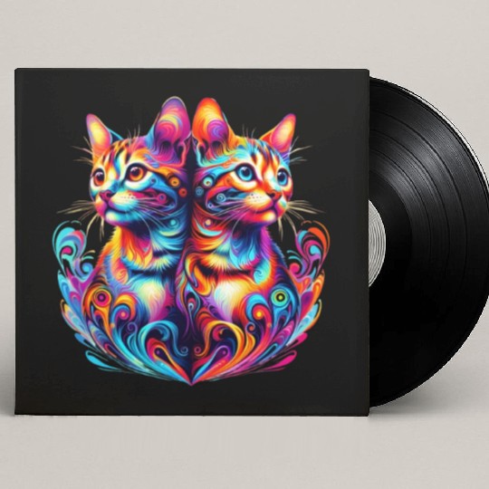 Bengal Kittens Colorful Cats Custom Vinyl Record Sleeves