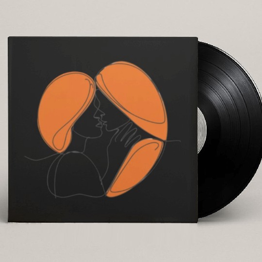 Elegant Lesbian Couple Kissing Line Drawing Custom Vinyl Record Sleeves