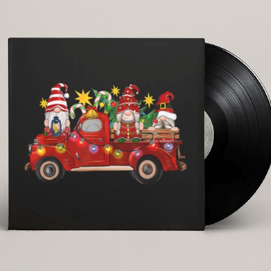 Three Gnomes In Red Truck Custom Vinyl Record Sleeves