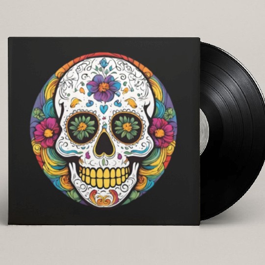 Sugar skull rainbow Custom Vinyl Record Sleeves