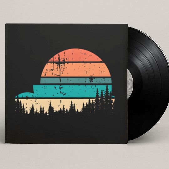 Retro Evergreen Sunset Stepped Circle Design Custom Vinyl Record Sleeves