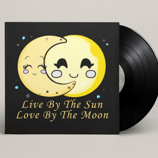 Live By The Sun Love By The Moon, Cartoon Sun Moon Custom Vinyl Record Sleeves