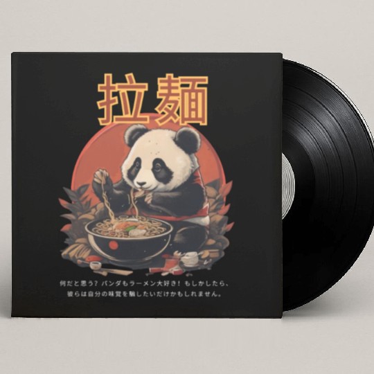 Panda eating Ramen Custom Vinyl Record Sleeves