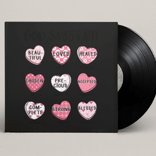 God Says I Am Valentine Candy Hearts Custom Vinyl Record Sleeves