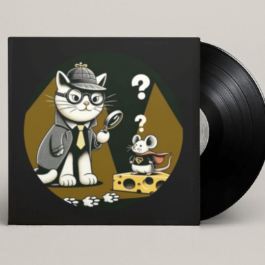 Detective Cat and Superhero Mouse Adventure Custom Vinyl Record Sleeves