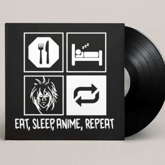 Eat Sleep Anime Repeat Custom Vinyl Record Sleeves