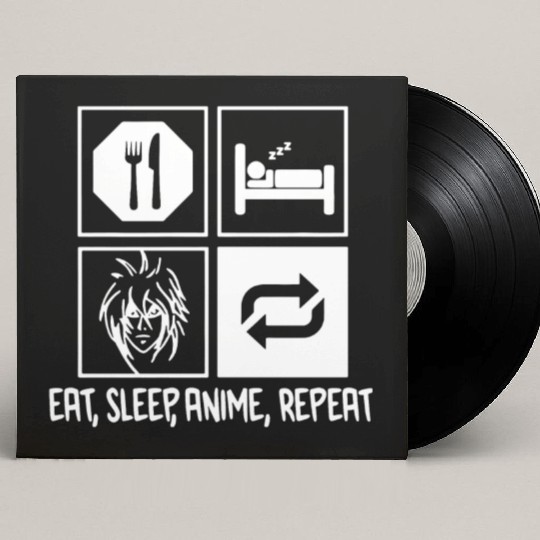 Eat Sleep Anime Repeat Custom Vinyl Record Sleeves