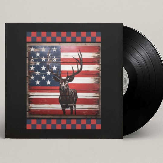 American Flag Deer Tracks Woodland Camo Hunting Custom Vinyl Record Sleeves