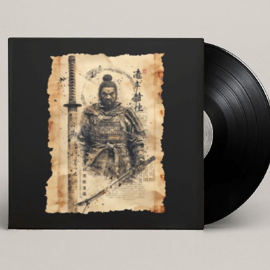 Vintage Papyrus Scroll Japanese Silhouette Samurai Custom Vinyl Record Sleeves