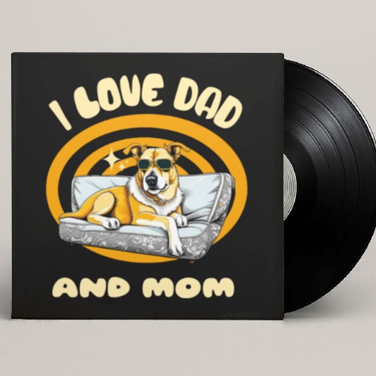 I Love Dad and Mom - Dog Custom Vinyl Record Sleeves