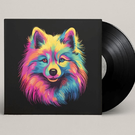 Watercolor Colorful Japan Spitz Custom Vinyl Record Sleeves