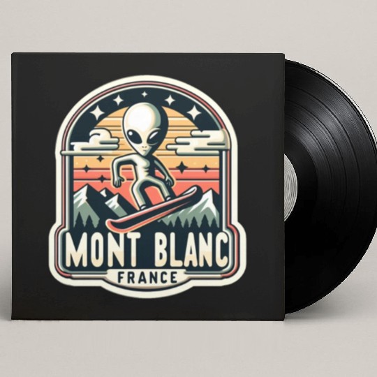 Mont blanc chamonix french alps Alien on snowboard Custom Vinyl Record Sleeves
