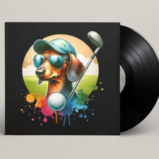 Cool Golf Player Dachshund Wiener Dog Design Custom Vinyl Record Sleeves