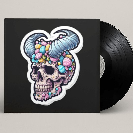 Sweet Reverence: Easter Sugar Skull Custom Vinyl Record Sleeves