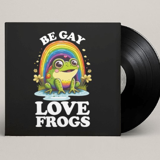 Be Gay Love Frogs Funny LGBTQ Pride Rainbow Retro Custom Vinyl Record Sleeves