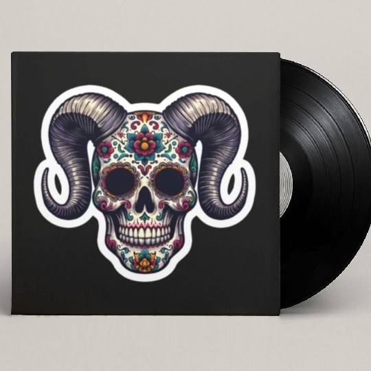 Enchanted Horns: Sugar Skull- Sugar Skull Custom Vinyl Record Sleeves