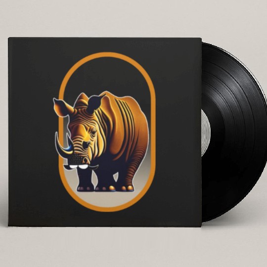 Javan Rhinoceros Illustration Custom Vinyl Record Sleeves