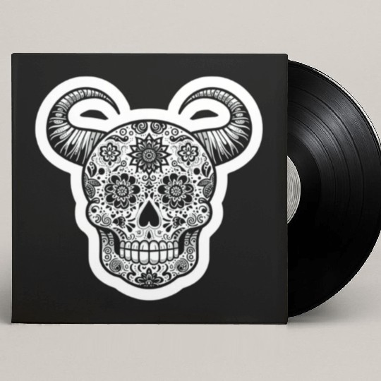 Sweet Enchantment: Sugar Horned Skull- sugar skull Custom Vinyl Record Sleeves