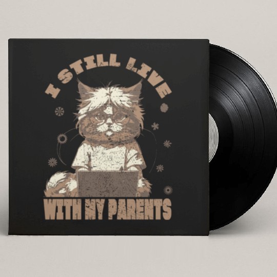 I Still live With My Parents, Cat, Vintage, Retro Custom Vinyl Record Sleeves