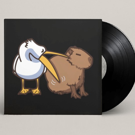 Pelican Tries to Eat Capybara Funny Meme Custom Vinyl Record Sleeves