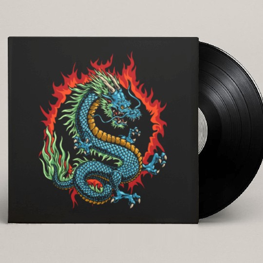 Angry Japanese Dragon Custom Vinyl Record Sleeves