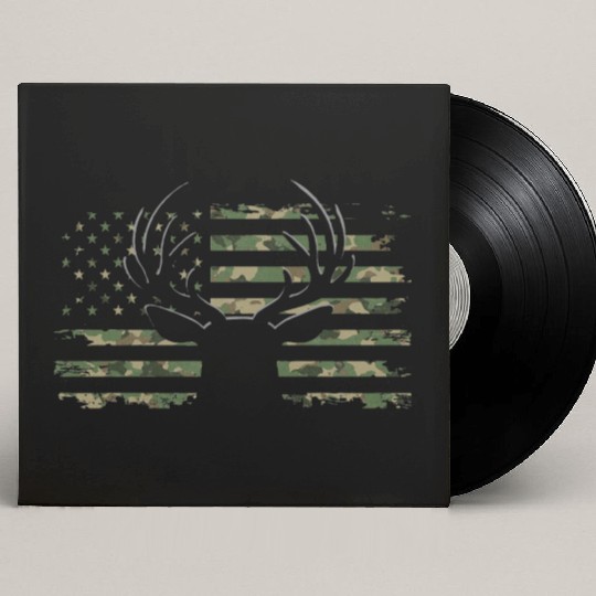 American Flag Camouflage Outdoor Antlers Deer Custom Vinyl Record Sleeves