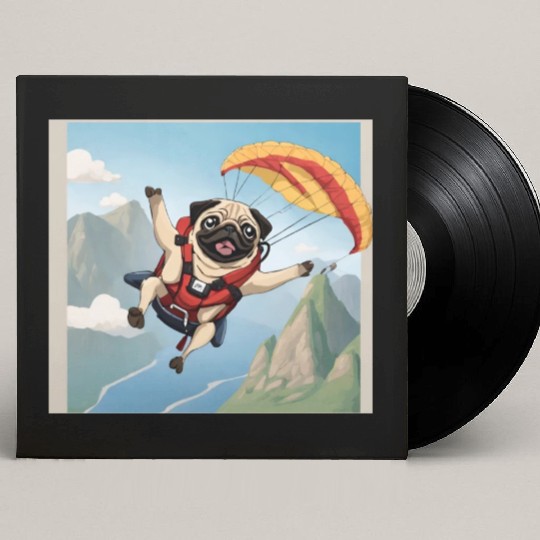 A pug skydiving Custom Vinyl Record Sleeves