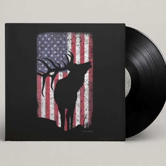 Elk Hunting Bugling Bull US Flag American Custom Vinyl Record Sleeves
