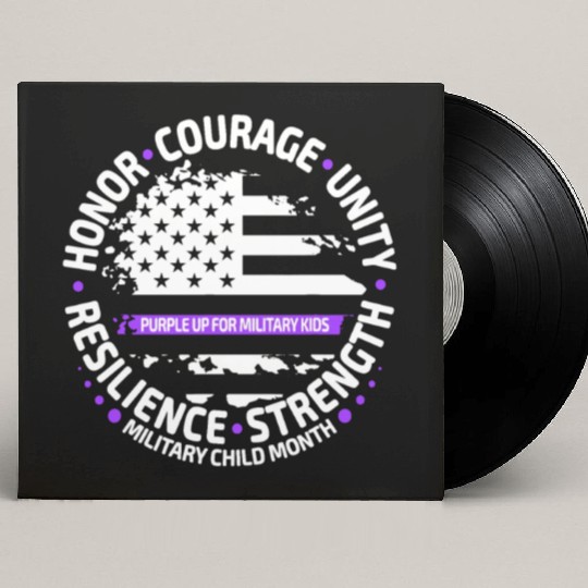 Purple Up for Military Kid Us Flag Cool Military Custom Vinyl Record Sleeves