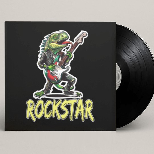 Rockstar Reptile Musician with Electric Guitar Custom Vinyl Record Sleeves