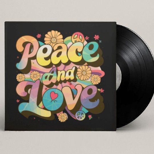 Peace And Love Hippie 1960`s 1970`s Custom Vinyl Record Sleeves