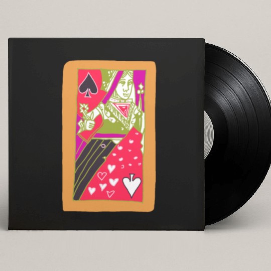 Orange Queen Of Spades Playing Card Custom Vinyl Record Sleeves