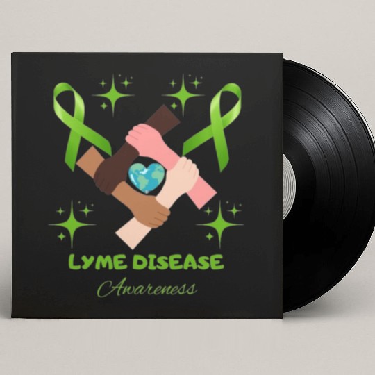 Lime Green Ribbon Lyme Disease Awareness Custom Vinyl Record Sleeves