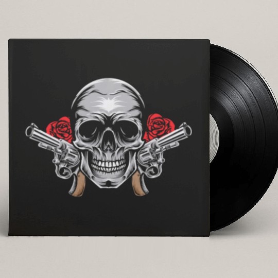 Skeleton Roses Guitar Skull Roses Guns Custom Vinyl Record Sleeves